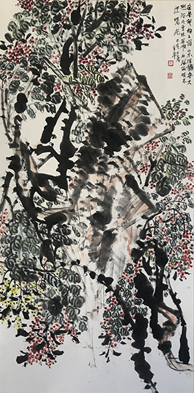 道金平作品《风雨硕果迎曙光》规格：69cmx138cm  创作年代：2019年